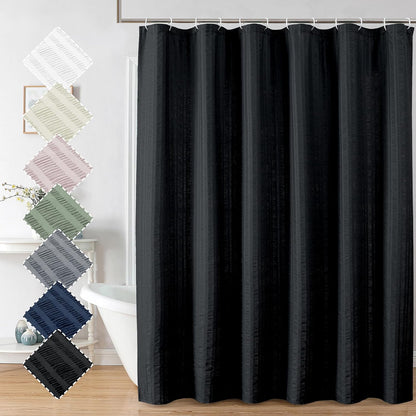 Moga Navy Blue Fabric Shower Curtains for Bathroom - Blue Hotel Spa Polyester Cloth Bath Curtain with 12 Holes, 72x72, Machine Washable, Navy Blue