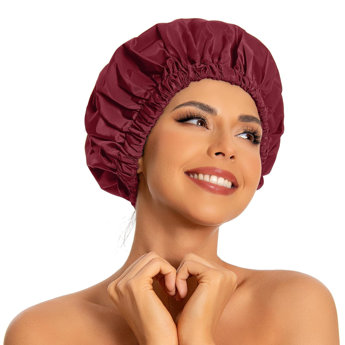 Reusable Shower Cap for Women, Large Waterproof Shower Bonnet Washable Elastic Band Bath Hair Hat for Long Hair, Braids(Green)