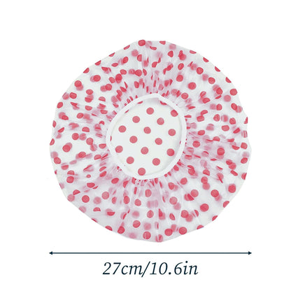 3PCS Shower Caps, Elastic Reusable Waterproof Plastic Shower Cap for Women Ladies Spa Salon (Red+Green+Blue)